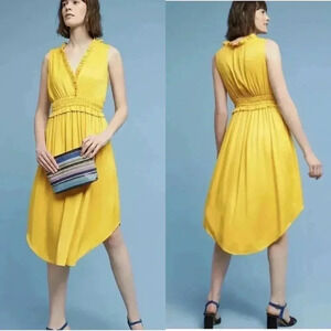Anthropologie La Habana Dress by Maeve - Summer Mango Yellow Size Medium